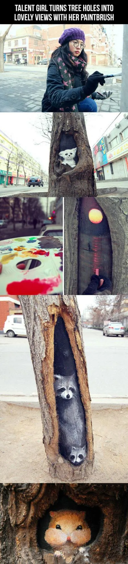 Clever tree hole art.