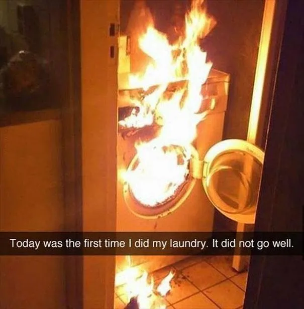 image of laundry room on fire