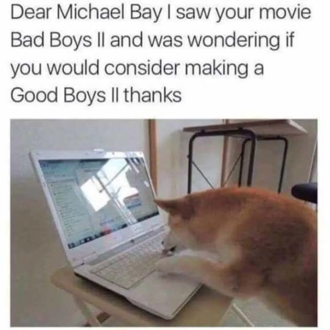 image of dog writing michael bay a letter asking for good boys 2