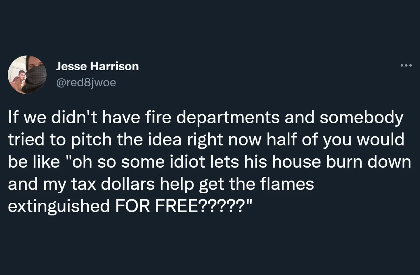 tweet about the importance of fire departments