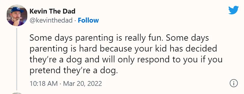 a tweet about kids and dogs