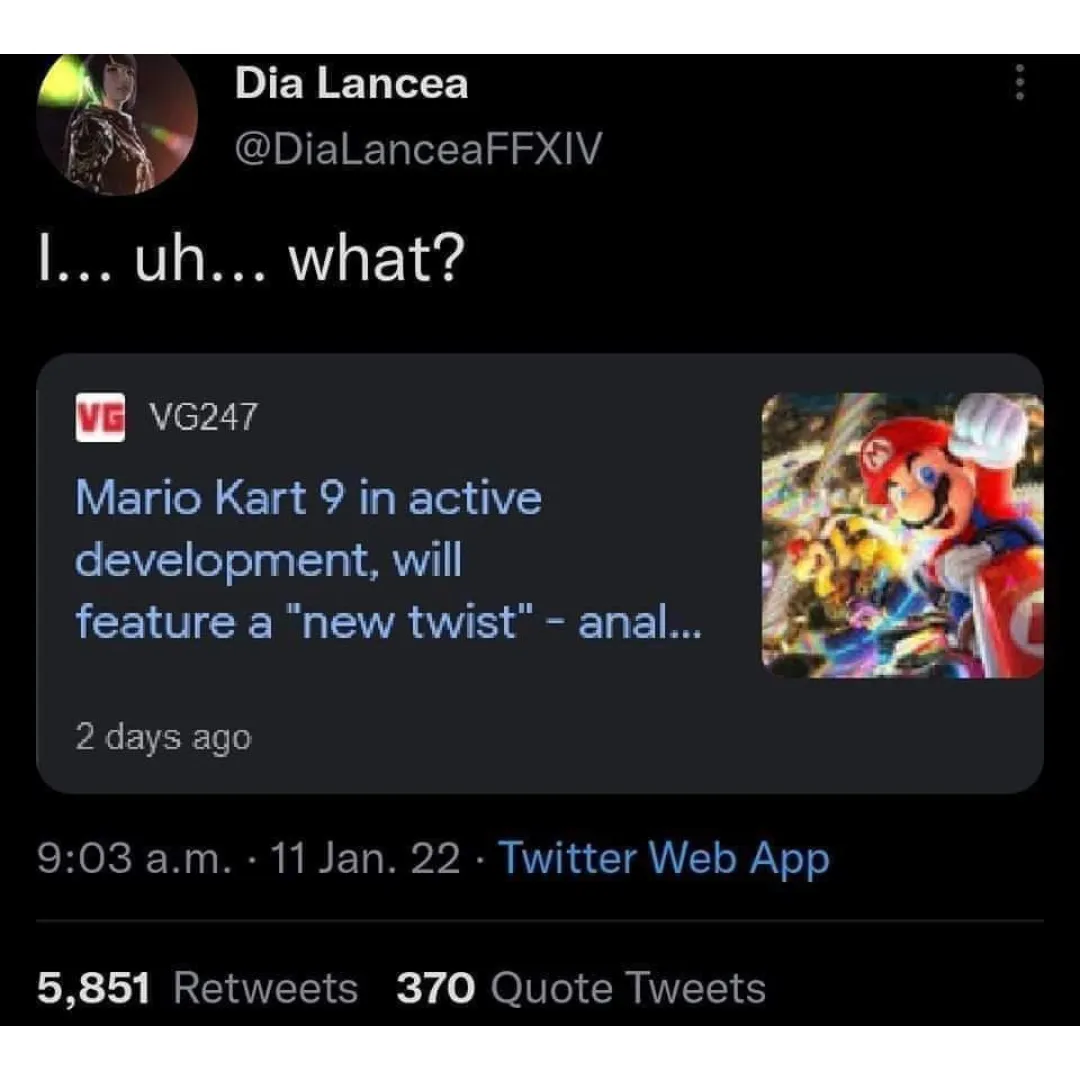 tweet about mario kart 9 development