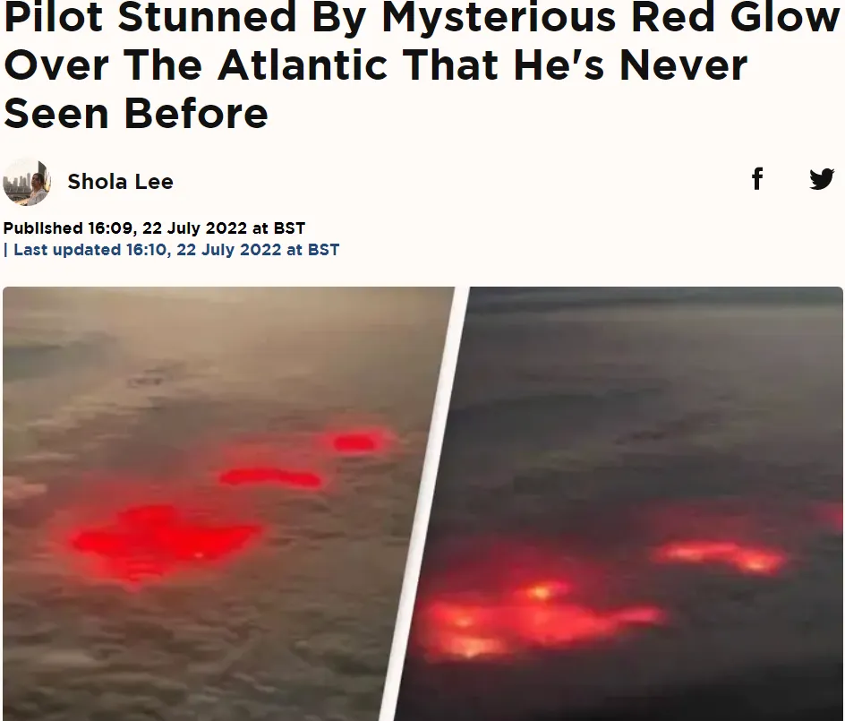 mysterious red lights on the atlantic ocean