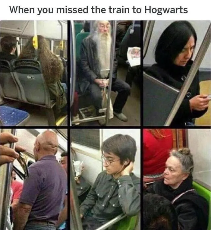 images of people on the bus who look like harry potter characters
