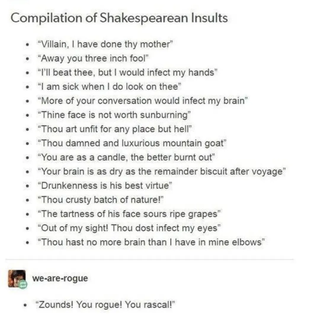 a list fo shakespearean insults