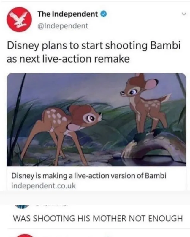 head line about the live action bambi remake