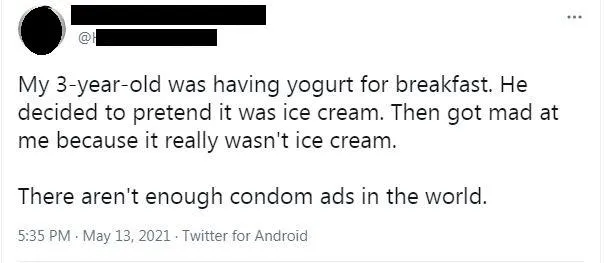 tweet about a child who wanted ice cream not yogurt