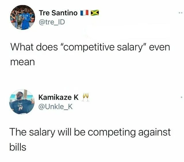 a tweet about competitive salary
