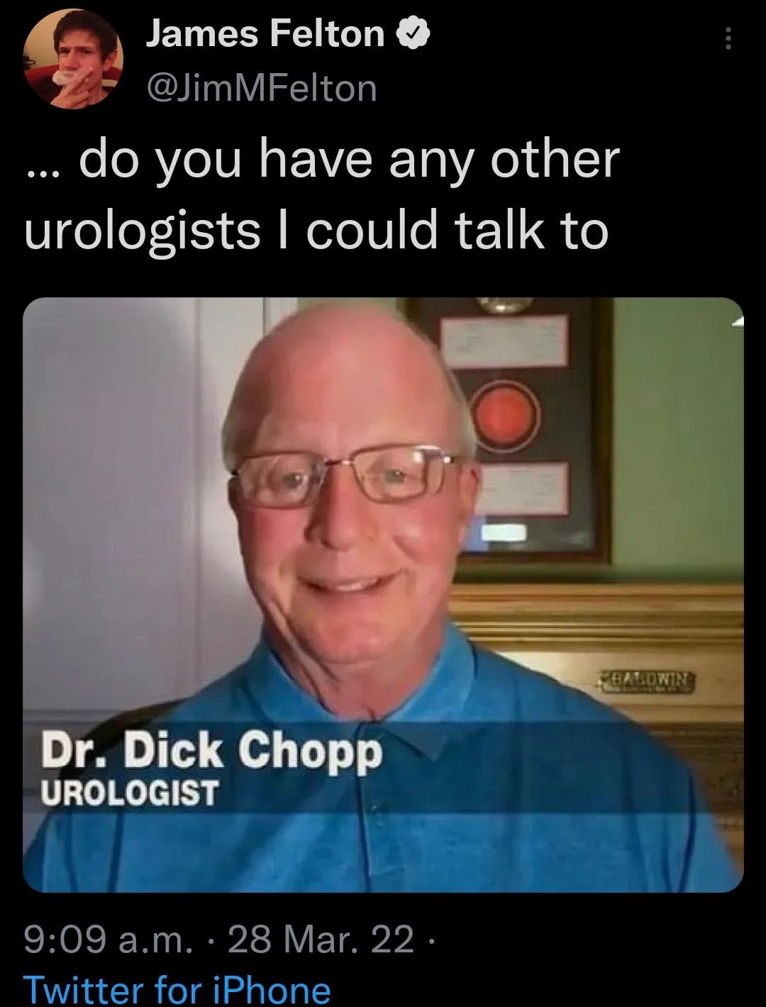 image of urologist named dick chopp