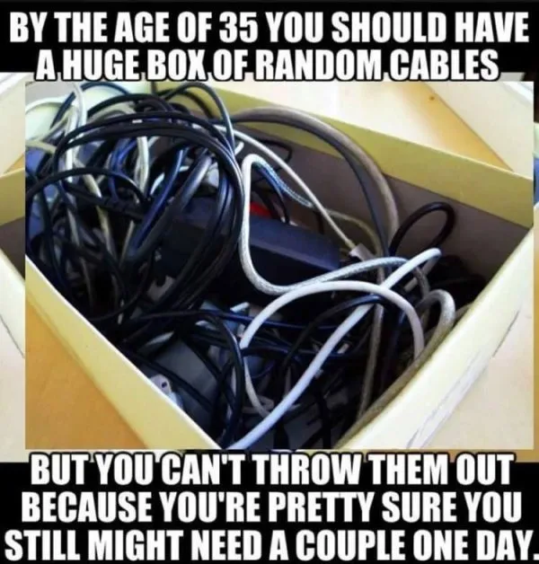 box of old cables