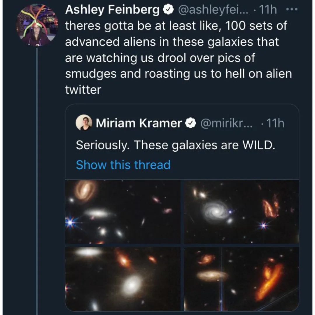 tweet about alien species making fun of humanity