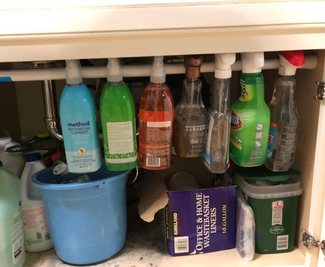 shower rod storage hack use a shower rod for more storage space hack