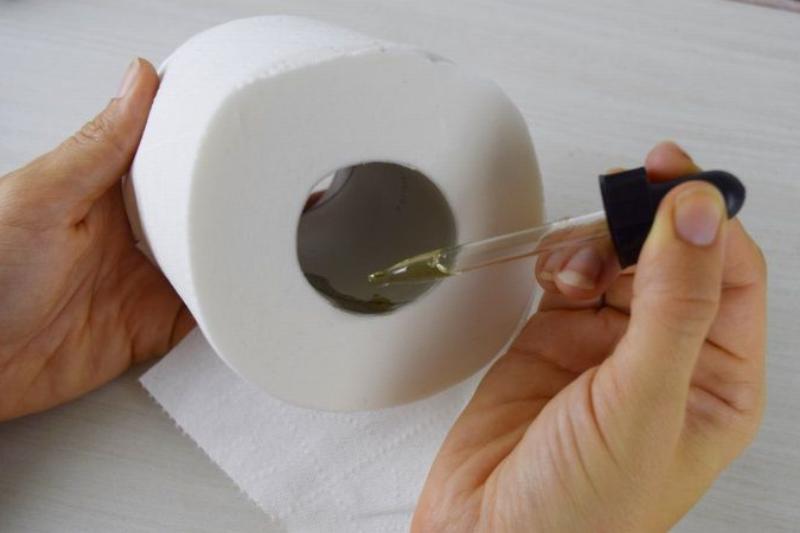 add essential oil to toilet paper home hack