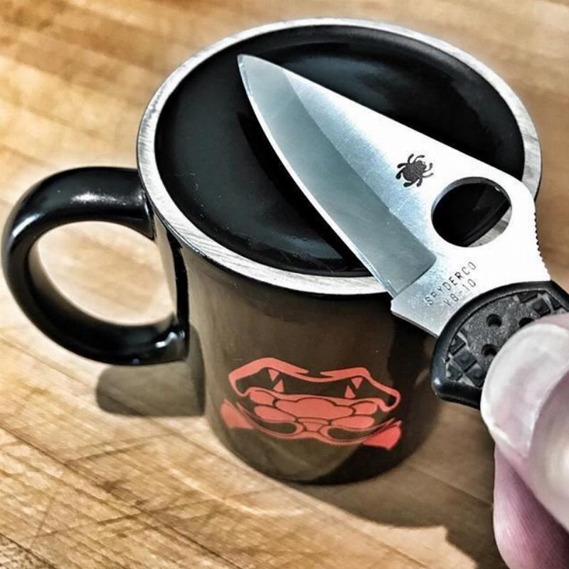 sharpen knives with ceramic bowl or mug