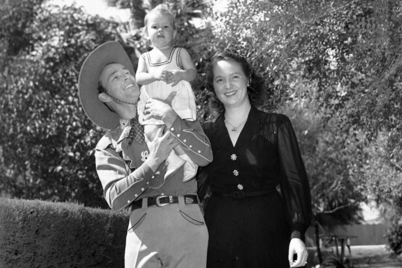 roy rogers and his son roy dusty rogers jr in black and white photo 