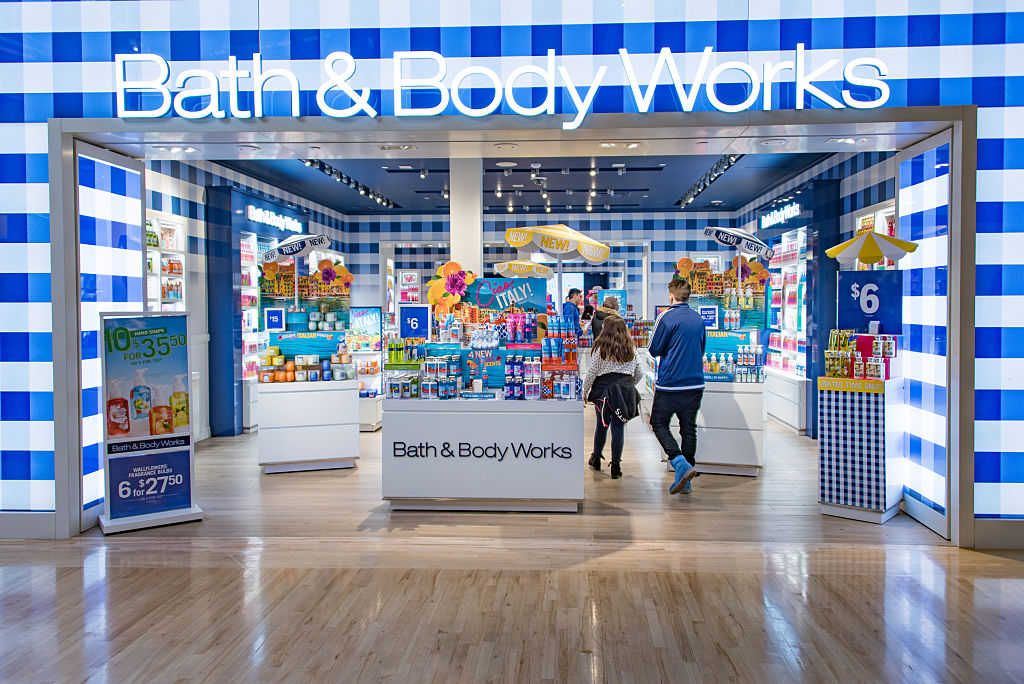 Bath & Body Works store entrance in mall: Store known for selling body products.