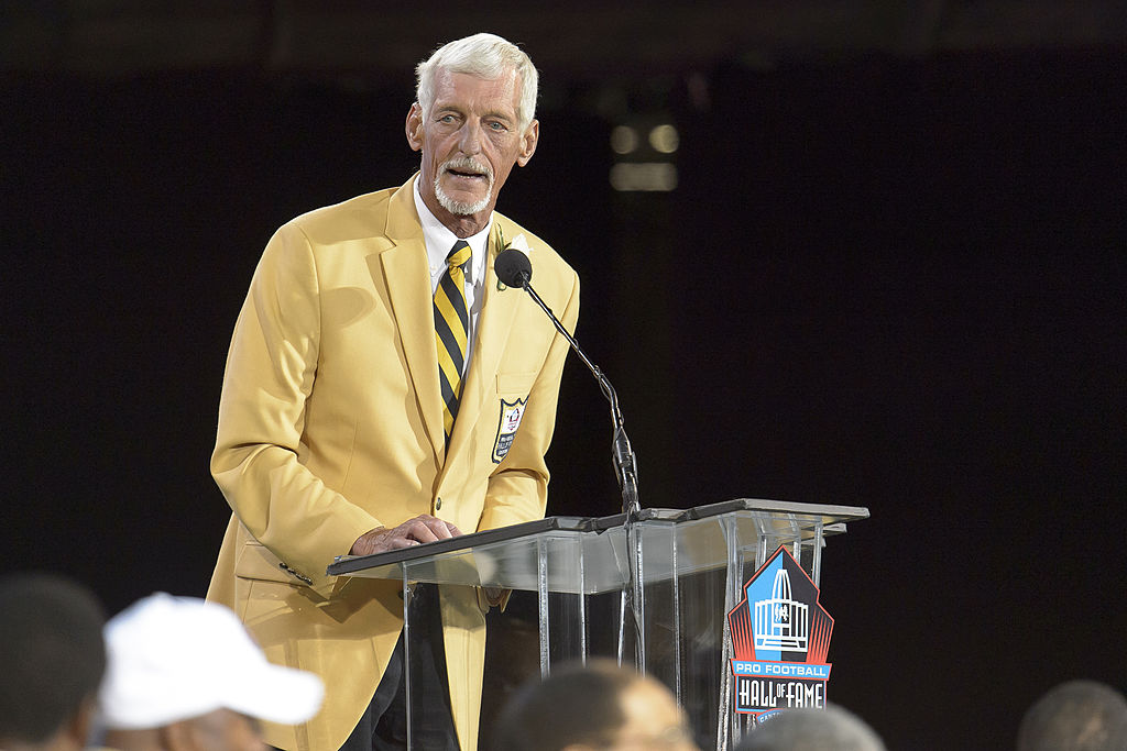 Ray Guy-453092532 CANTON, OH - AUGUST 2: Former NFL punter Ray Guy gives his speech during the NFL Class of 2014 Pro Football Hall of Fame Enshrinement Ceremony at Fawcett Stadium on August 2, 2014 in Canton, Ohio.