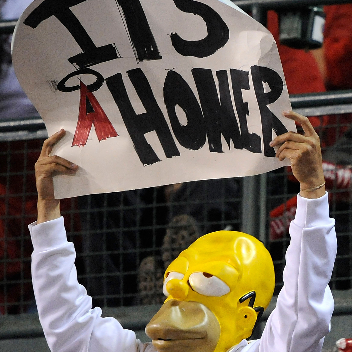homer simpson baseball-91702130 A fan of the Los Angeles Angels of Anaheim dressed as