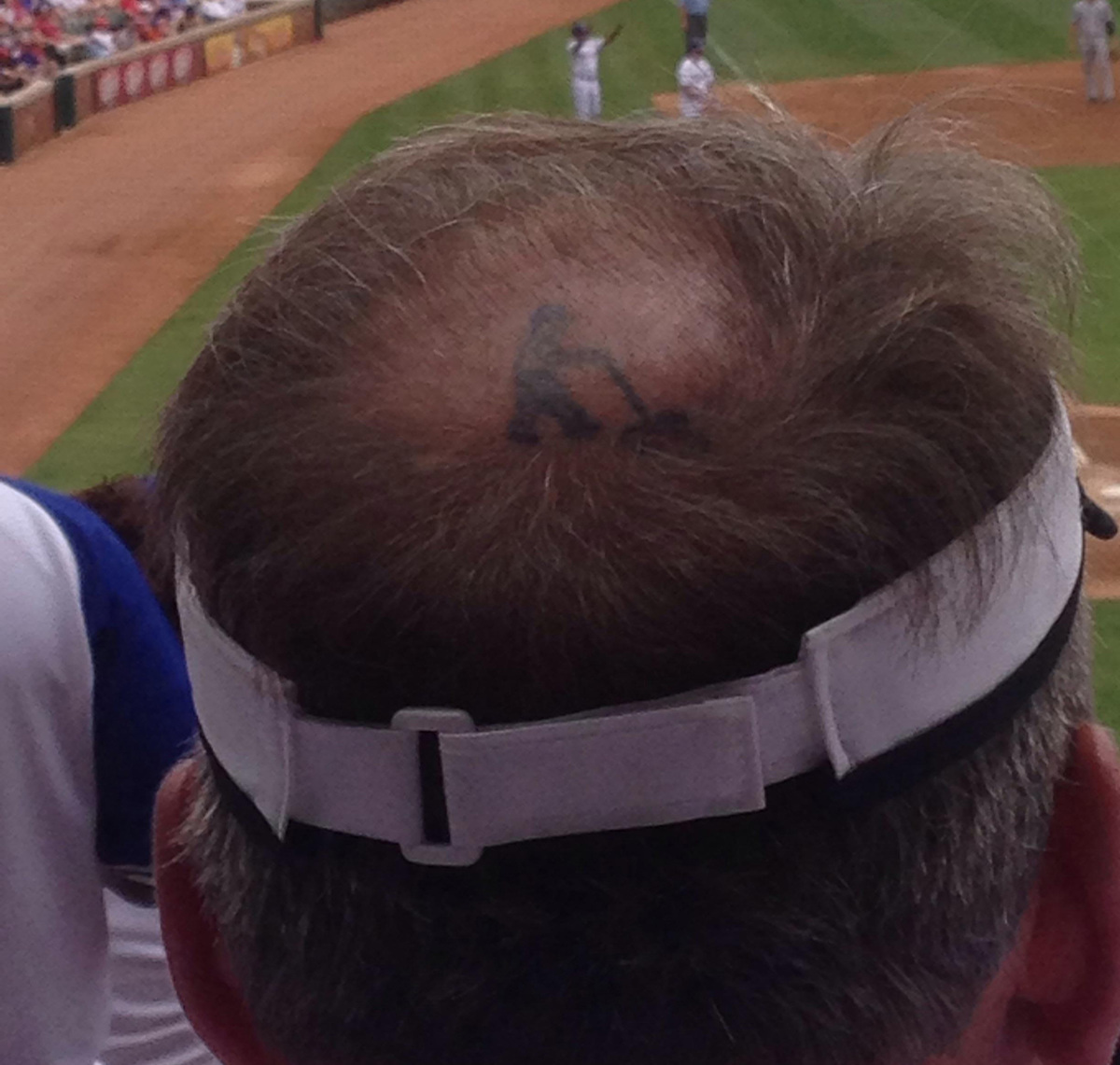 baseball fan bald a balding baseball fan
