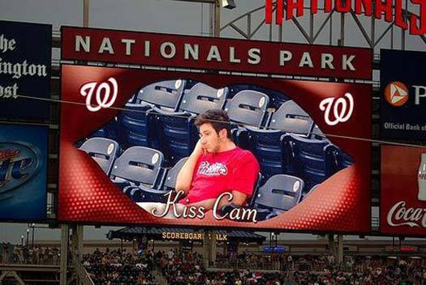 kiss cam fail kiss cam at a baseball game