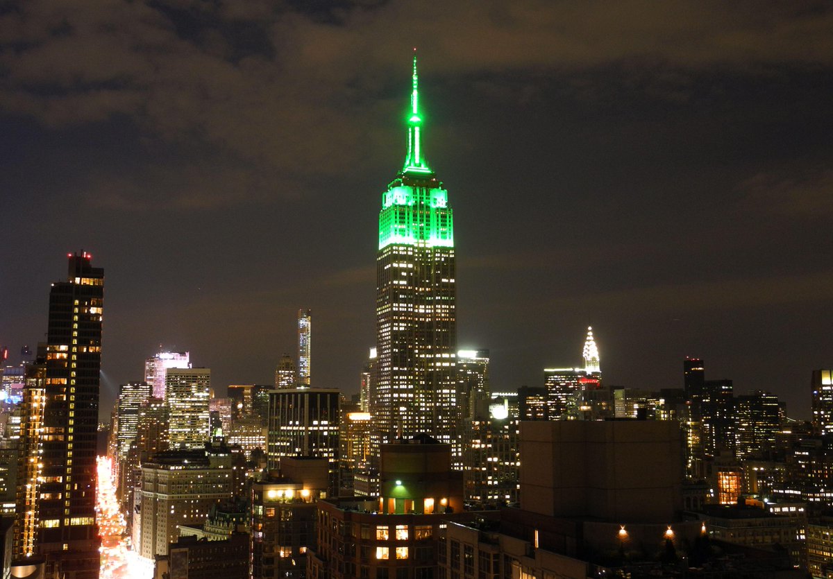 Empire State Empire State building lit up in green