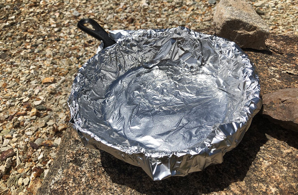 Non-Stick Pan Skillet wrapped in aluminum foil