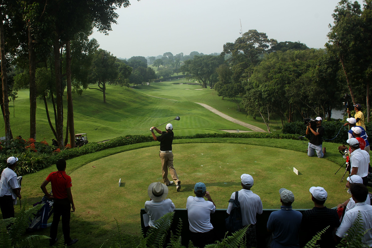Singapore Island golf - 127734253 Cameron Smith of Australia plays from the 12th tee during day three of the 2011 Asian Amateur Championship at the Singapore Island Country Club.