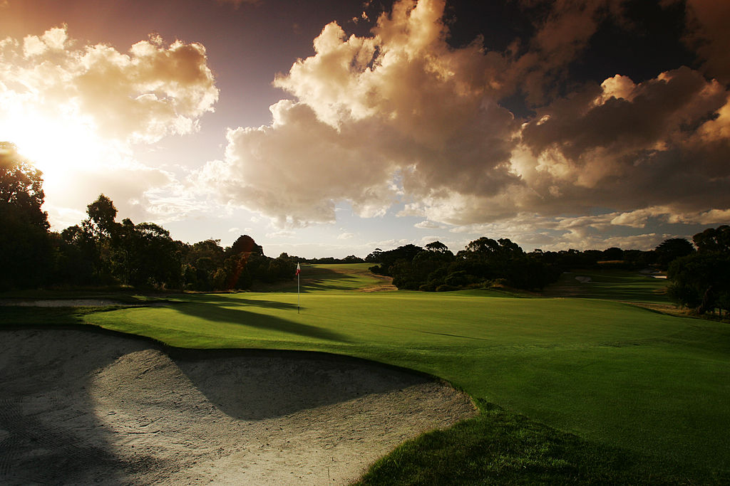 Royal Melbourne A view from behind the green on the 402 metre 2nd hole
