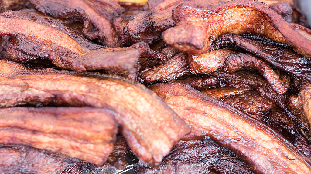 bacon 615011462 close-up of pieces of bacon