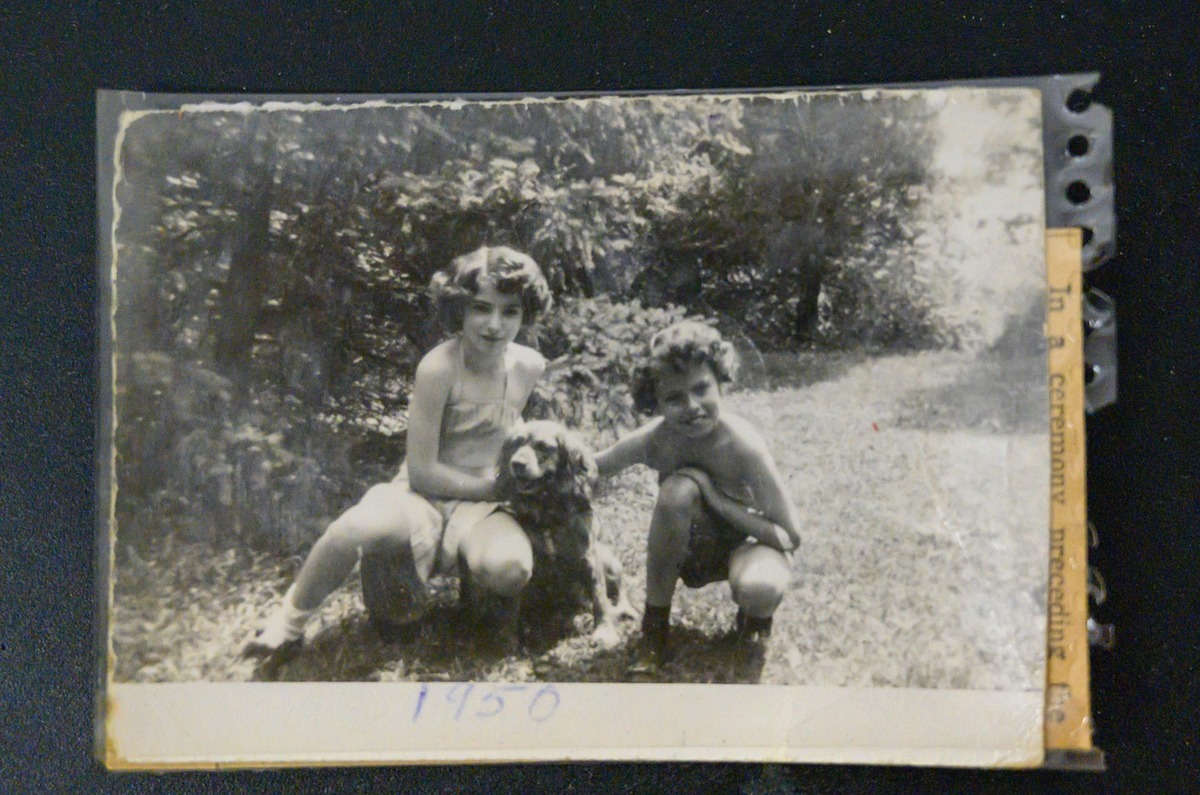 1950 kids photo with dog outside