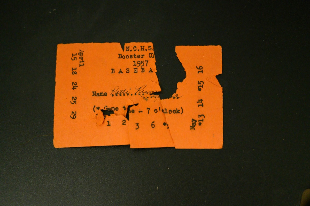 1957 baseball game ticket chit