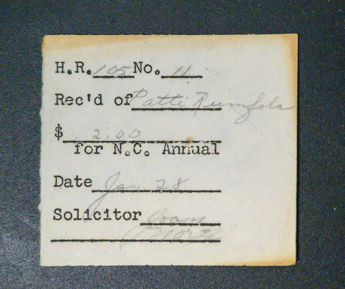 N.C. Annual $2 card in patti's purse