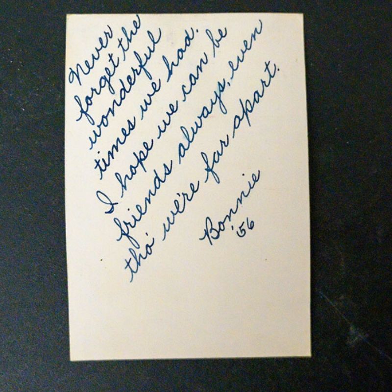 friendly photo note on the back of Pattis picture