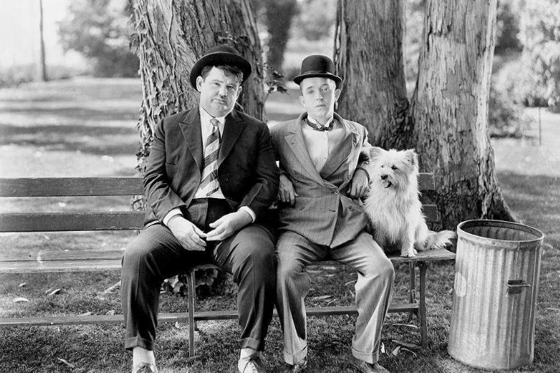 L & H on a bench