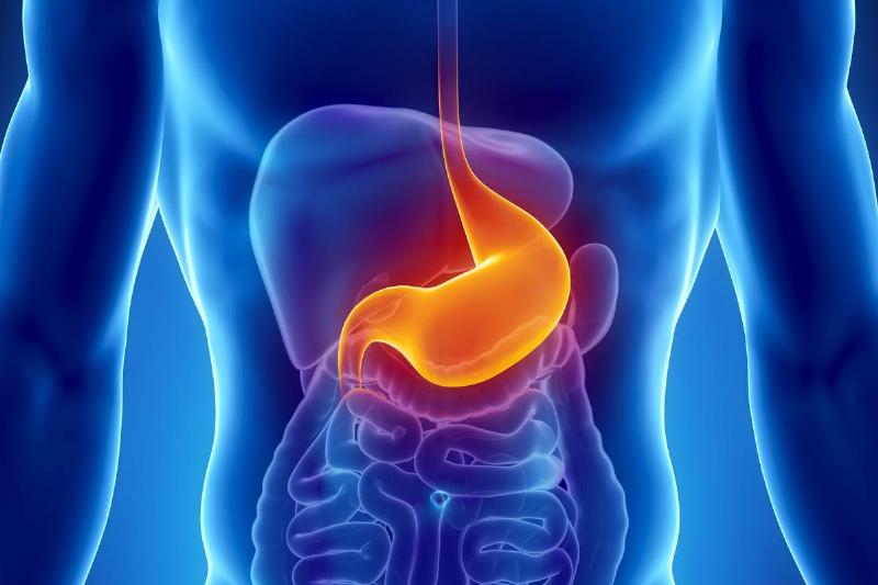 heartburn An illustration shows the stomach lit up as if burning from stomach acid.