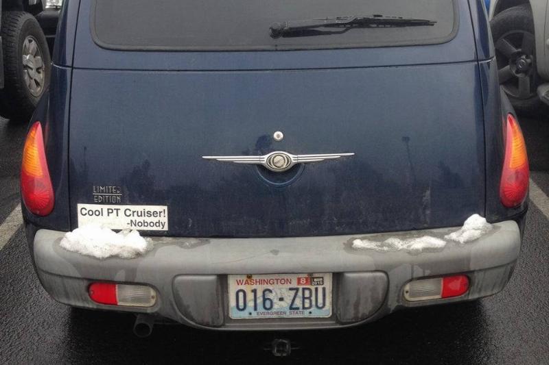 pt cruiser sticker bumper sticker making fun of pt cruisers