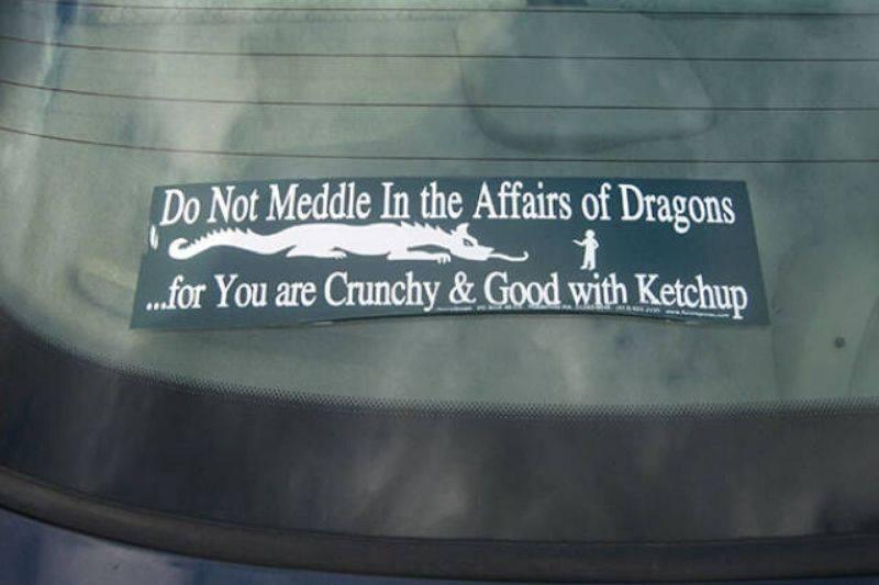 affairs of dragons do not meddle in affairs of dragons bumper sticker