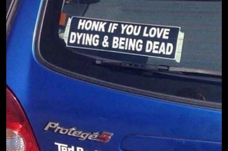 honk if you want to die honk if you want to die bumper sticker