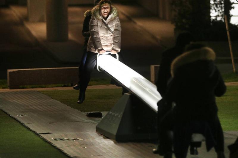 As Winters short days and dark nights rapidly approach, Impulse, 15 glowing musical seesaws transforms the South Exhibition Common at 235 Queens Quay West into an illuminated urban playground. As Winters short days and dark nights rapidly approach, Impulse, 15 glowing musical seesaws transforms the South Exhibition Common at 235 Queens Quay West into an illuminated urban playground.