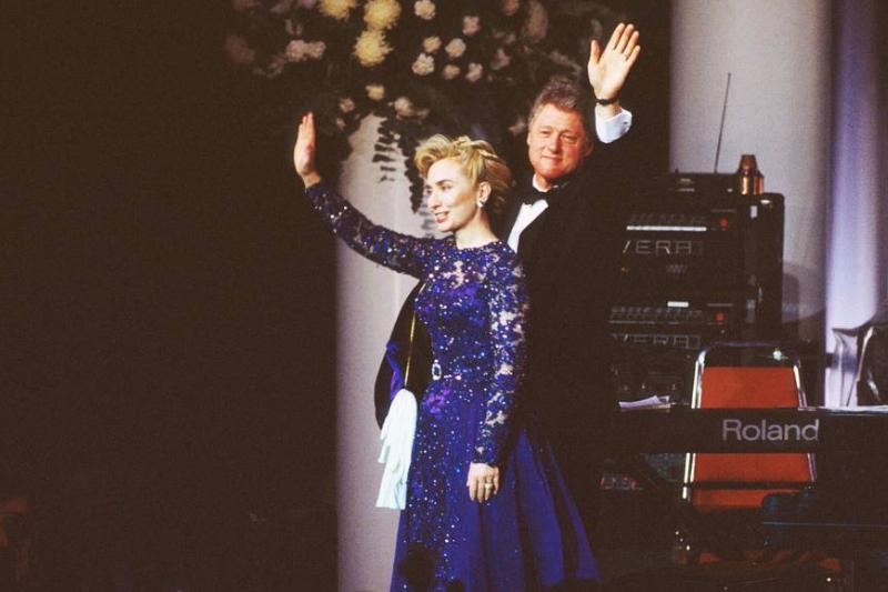 Clinton ball 1993-770242 Bill and Hillary Clinton wave at the 1993 inaugural ball.