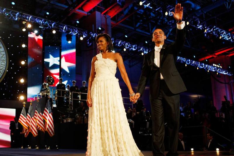 Obama first inauguration-84381121 Barak and Michelle Obama attend the 2009 inaugural ball.