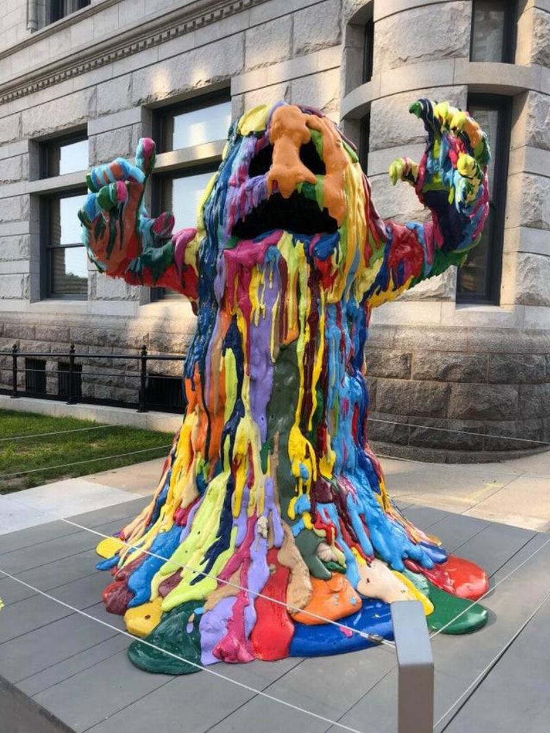 a statue that looks really weird like a blob