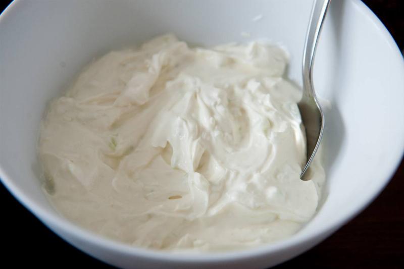 bowl of yogurt A bowl is full of Greek yogurt.
