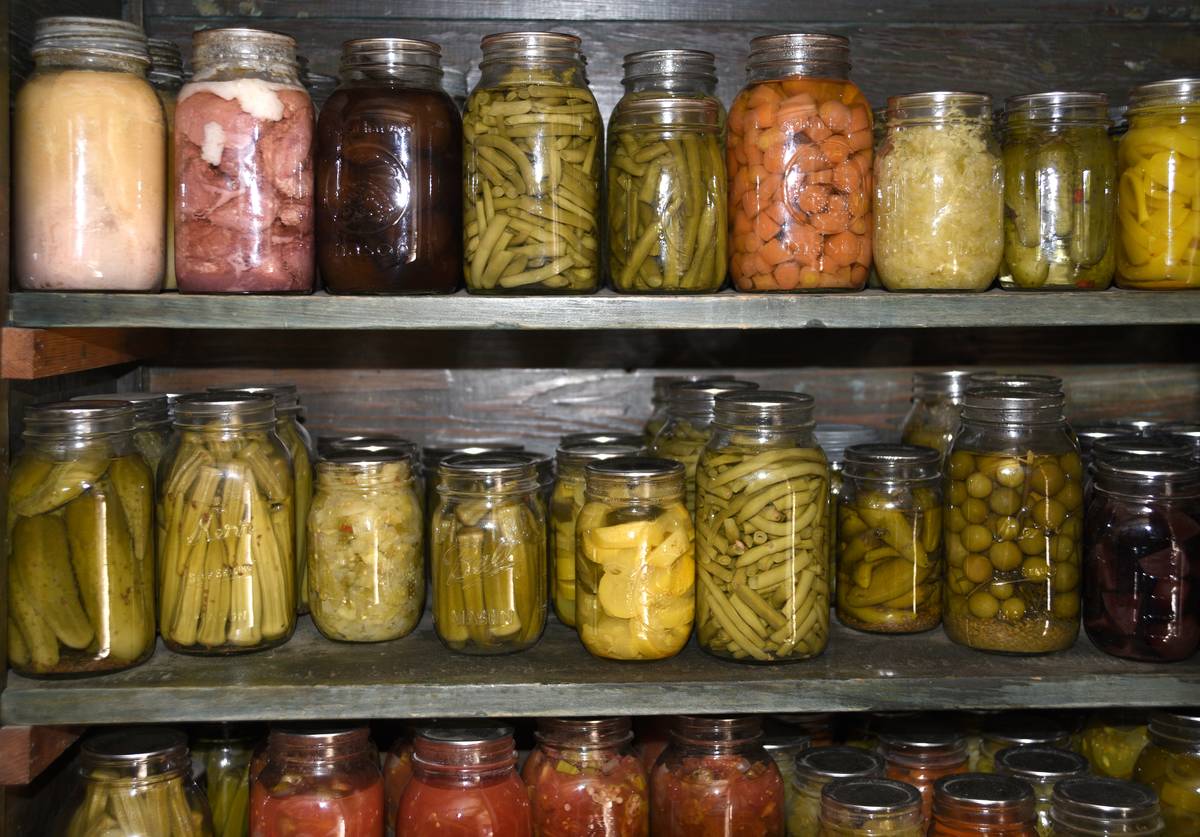 jarred vegetables A variety of preserved vegetables are seen in jars.