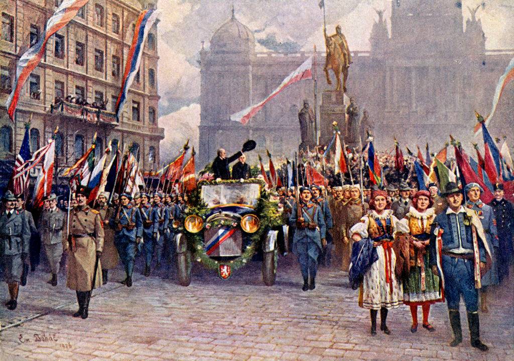 Czechoslovakia -171097262 Painting of people marching