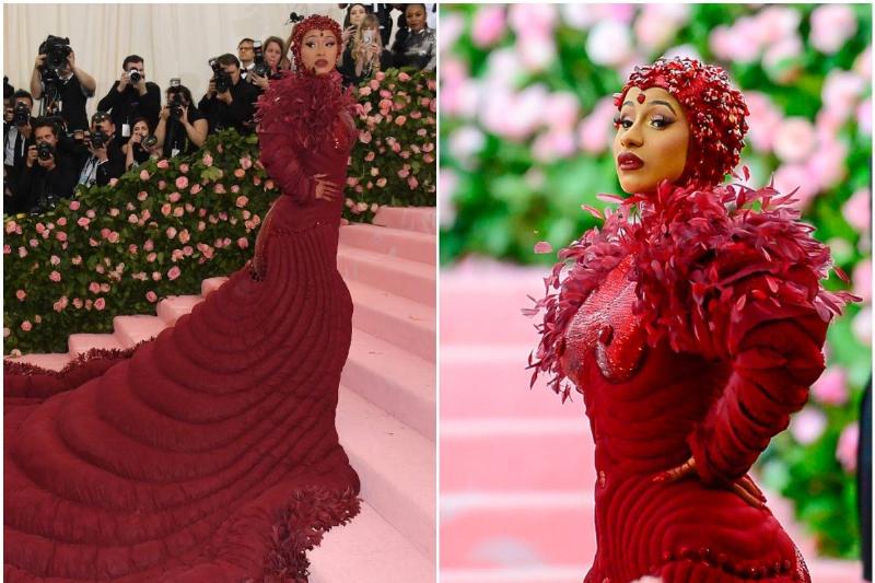 Cardi B Cardi B walks into the 2019 met gala with her massive gown.