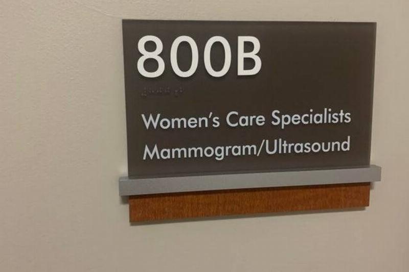 mammogram room sign