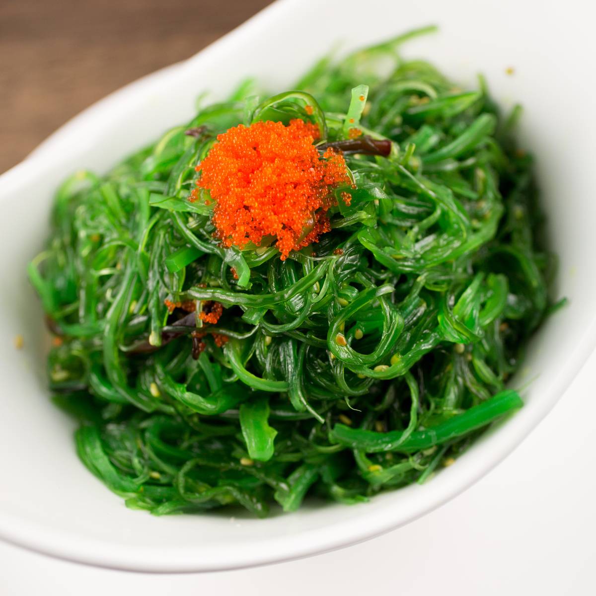 Seaweed salad with salmon roe