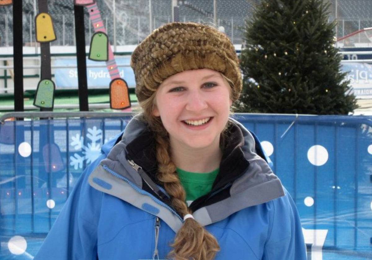 Rebecca Cartellone is photographed in snowboarding clothes.