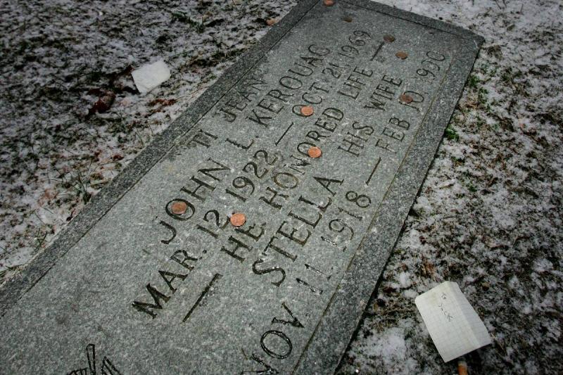 Jack Kerouac Coins have been placed on top of Jack Kerouac's grave.